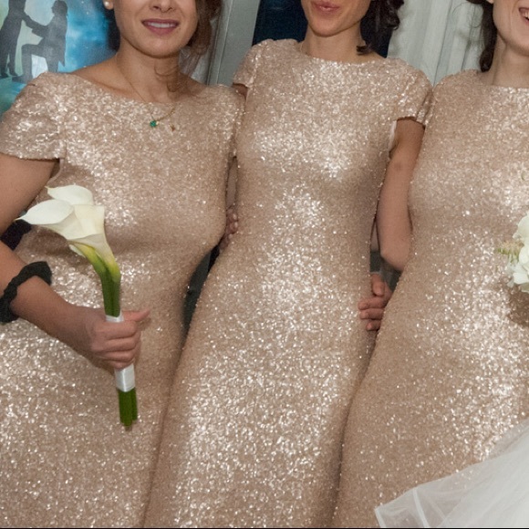 Sold- SORELLA VITA 8718 Rose Gold Sequin Dress - Picture 4 of 8